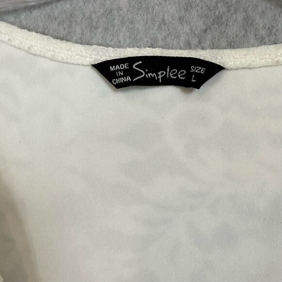 Simplee Lace Maxi Dress Size L SS V Neck Lined Destination Beach Wedding Bridal - Picture 8 of 16